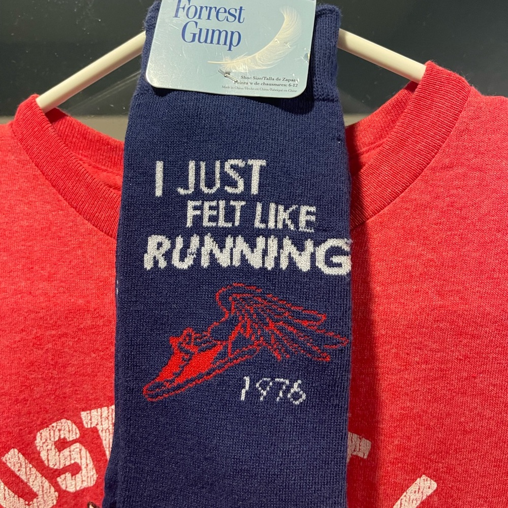 Forrest Gump Themed Socks and t-shitt